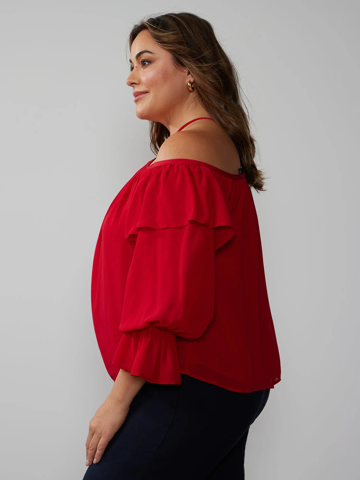 Plus Ruffled Off Shoulder Top