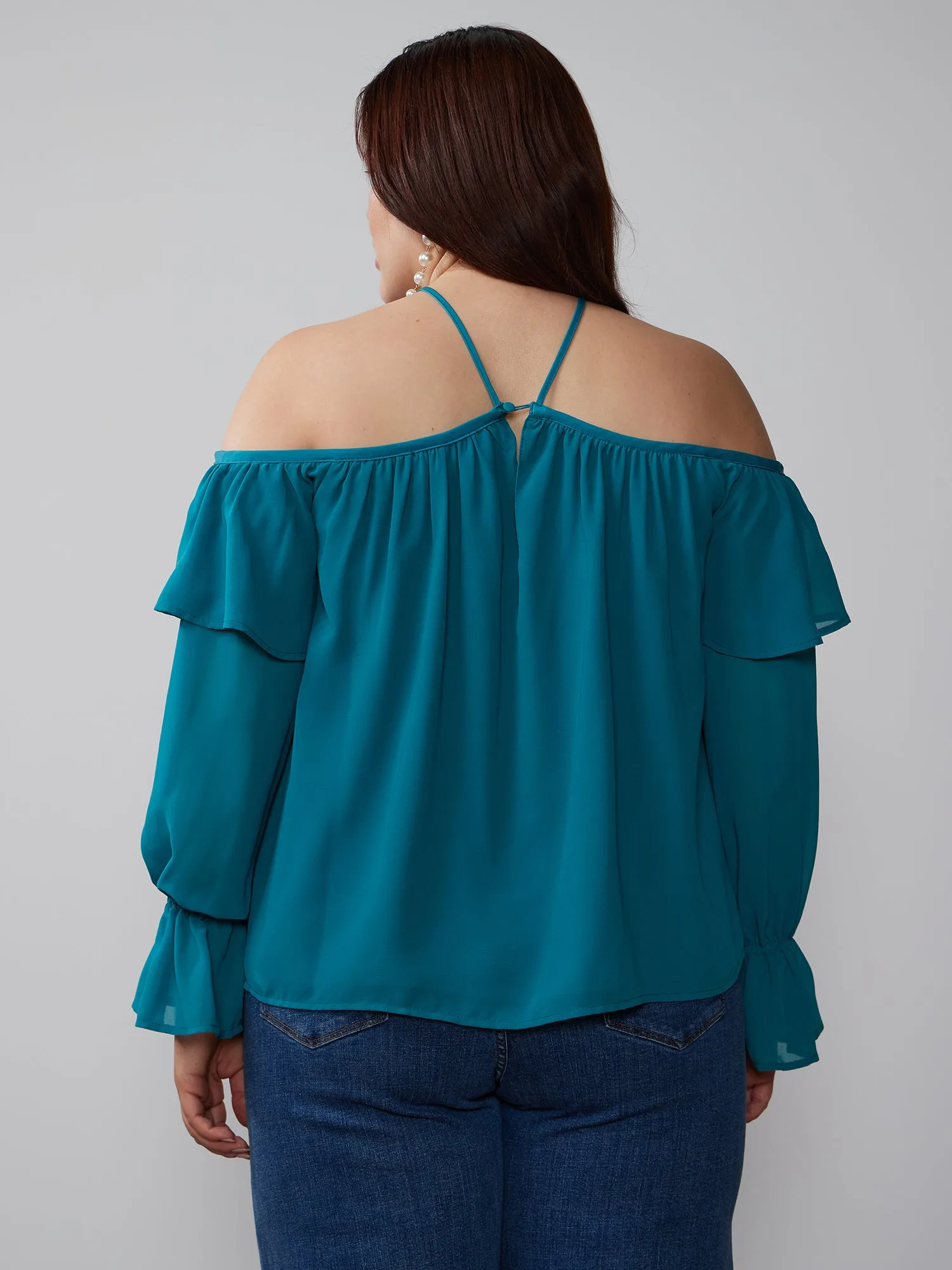 Plus Ruffled Off Shoulder Top