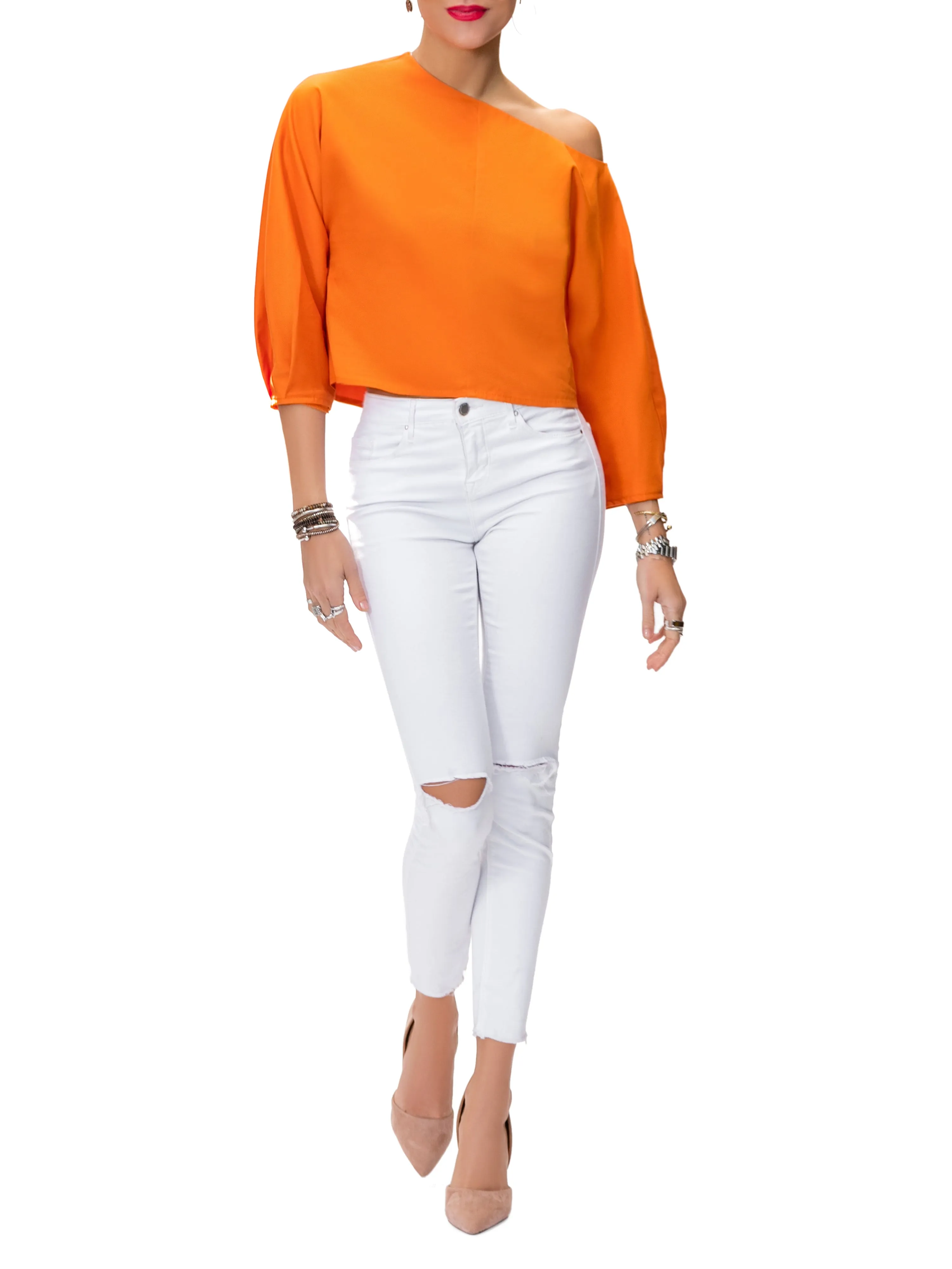 "Alice" Orange Off Shoulder Top