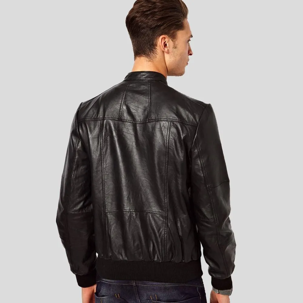 Reggie Black Bomber Leather Jacket