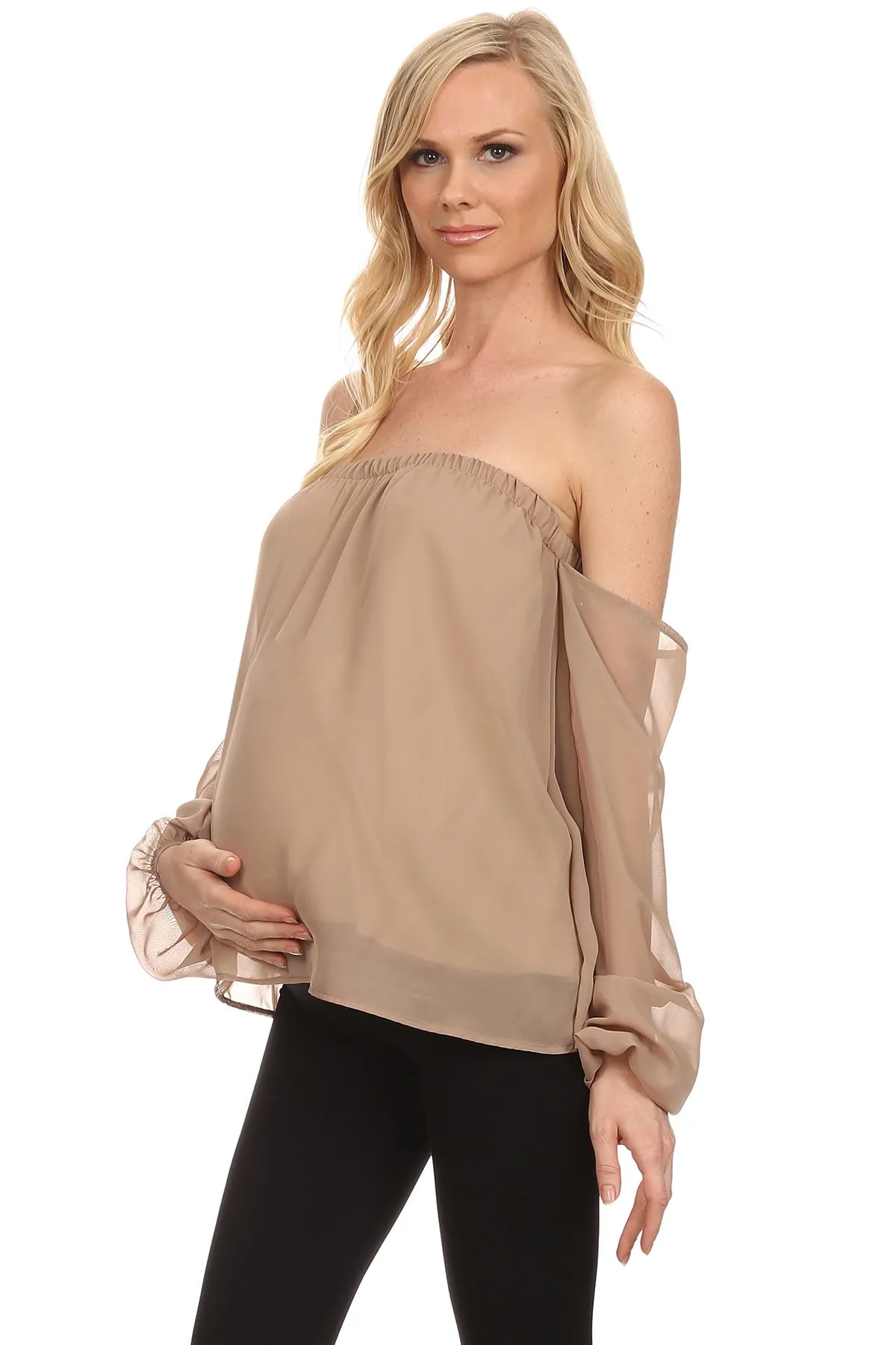 Relaxed Fit Off-the-Shoulder Maternity Blouse