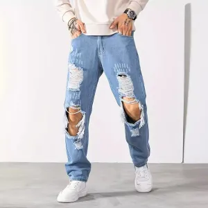 Ripped Men Scrape Cropped Pants