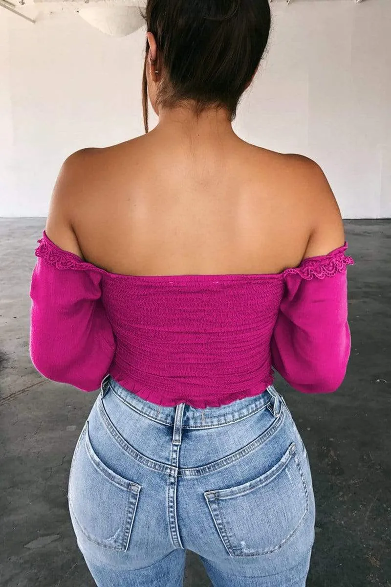 Sexy Open Chest Off Shoulder Solid Tops