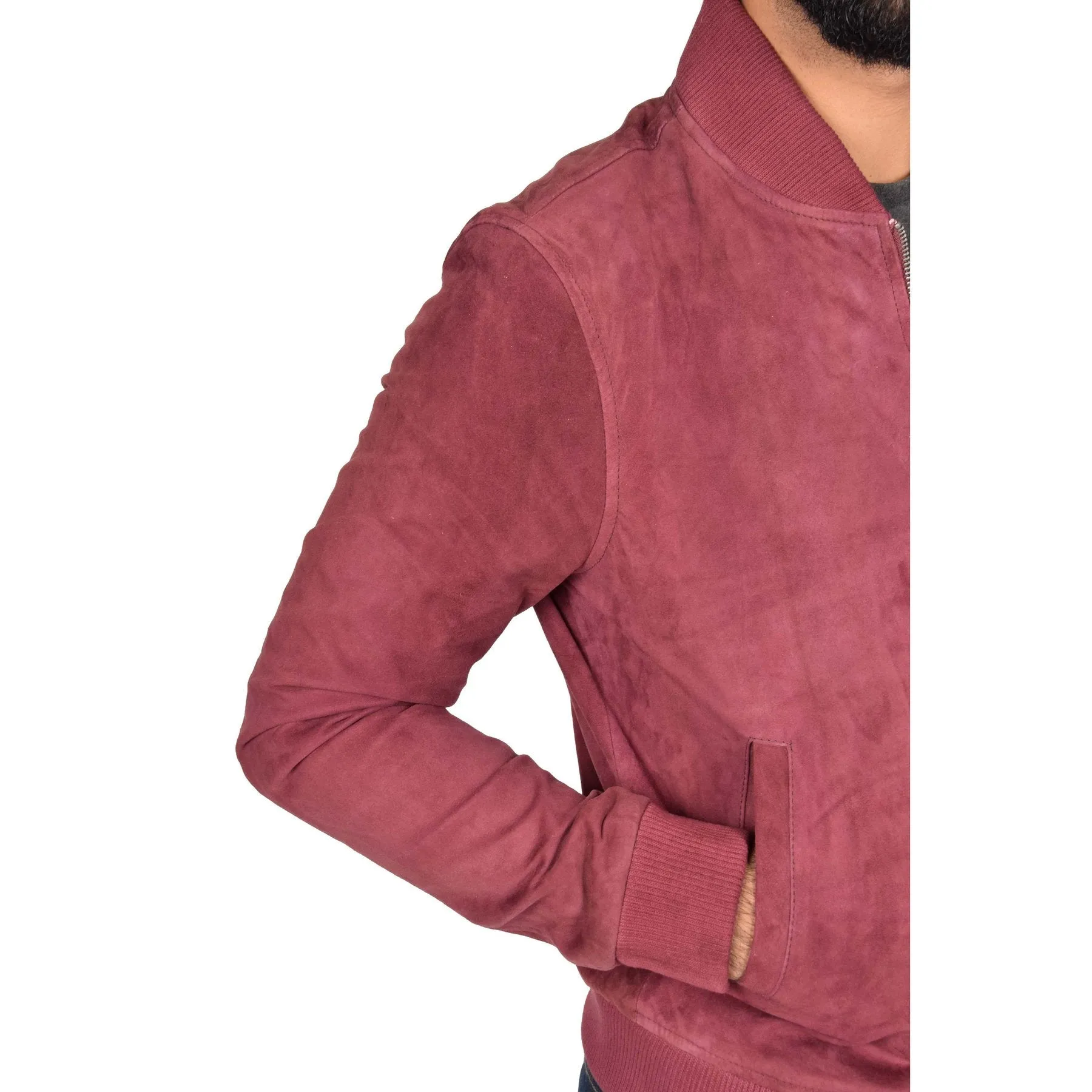 Spine Spark Burgundy Soft Suede Leather Jacket