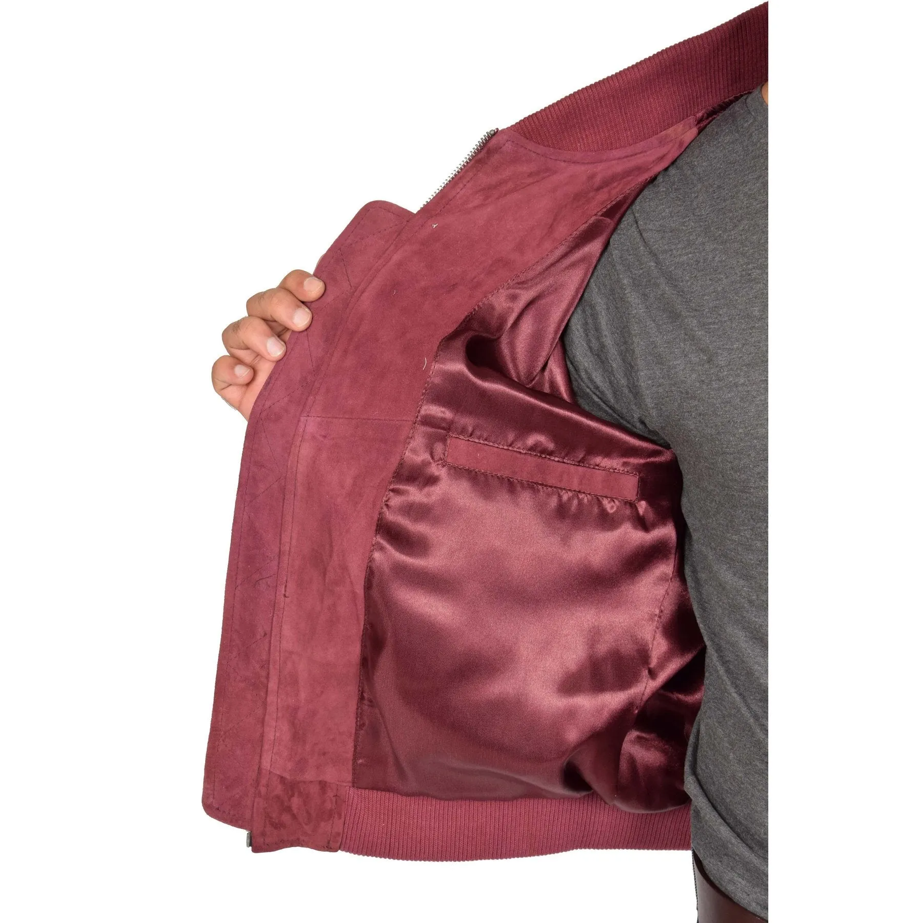Spine Spark Burgundy Soft Suede Leather Jacket