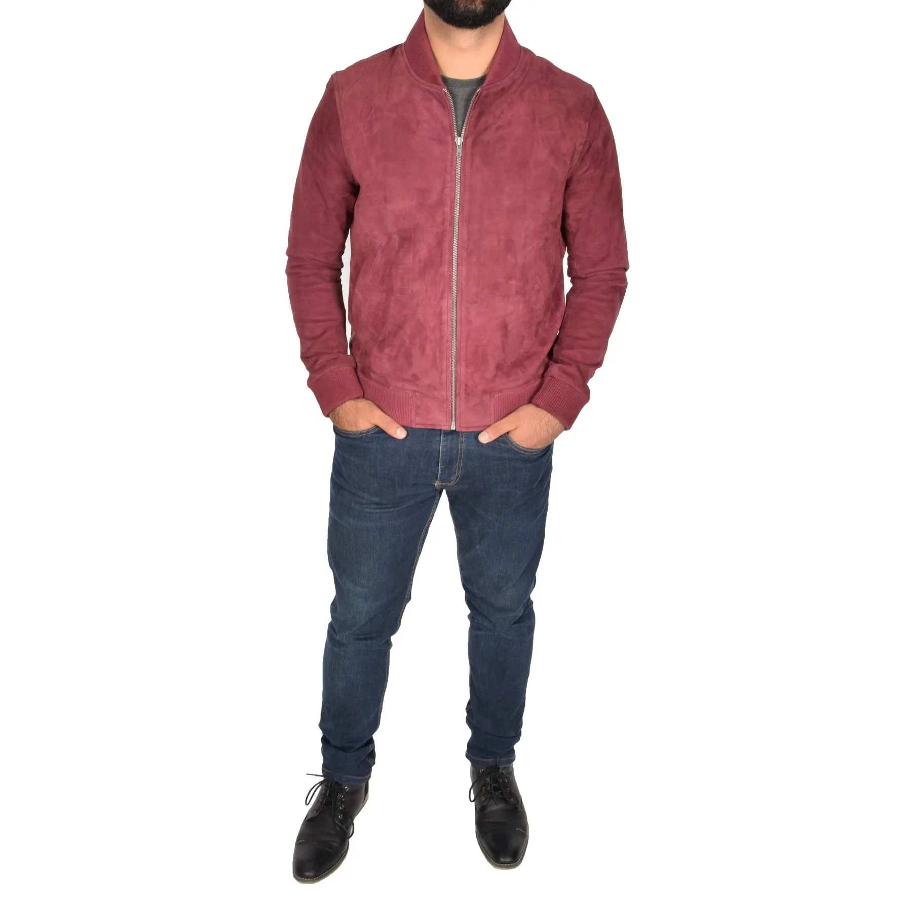 Spine Spark Burgundy Soft Suede Leather Jacket