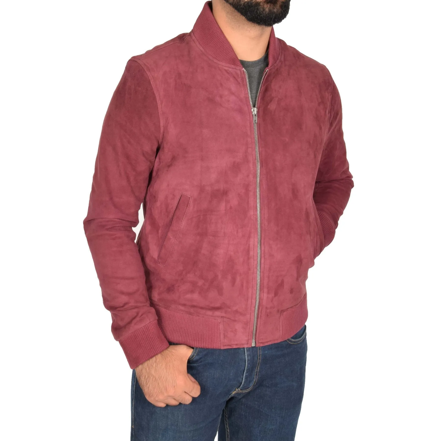 Spine Spark Burgundy Soft Suede Leather Jacket