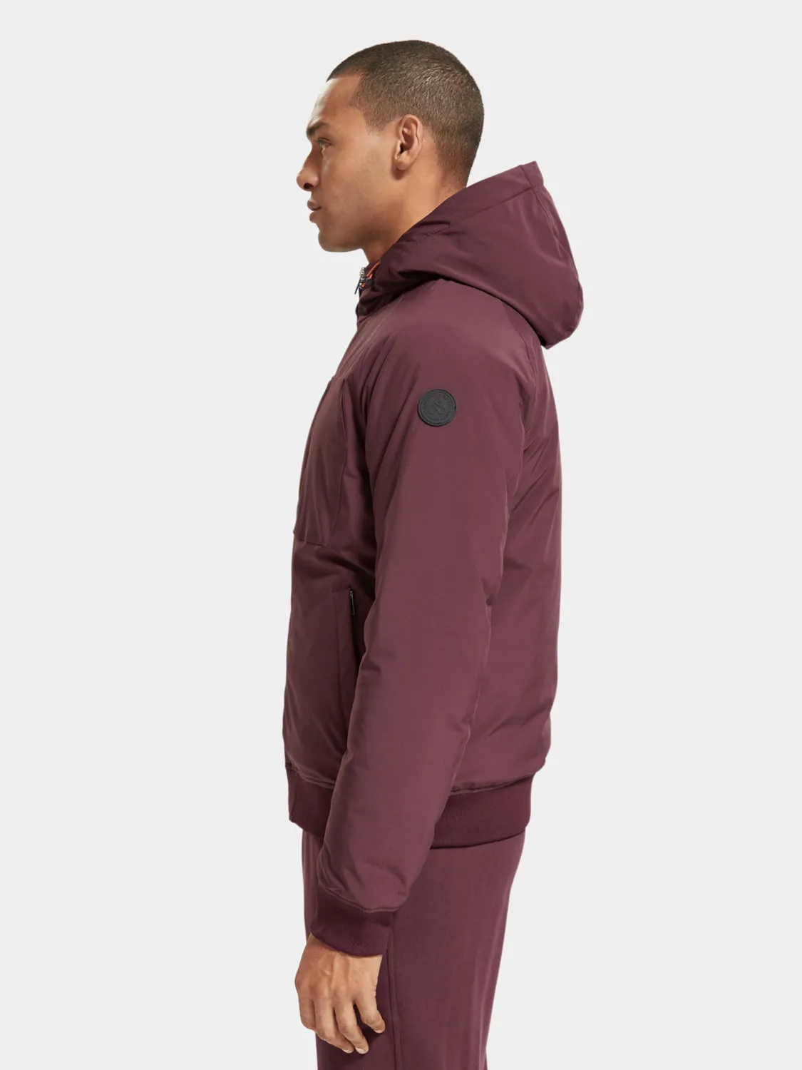 Stretch padded hooded jacket