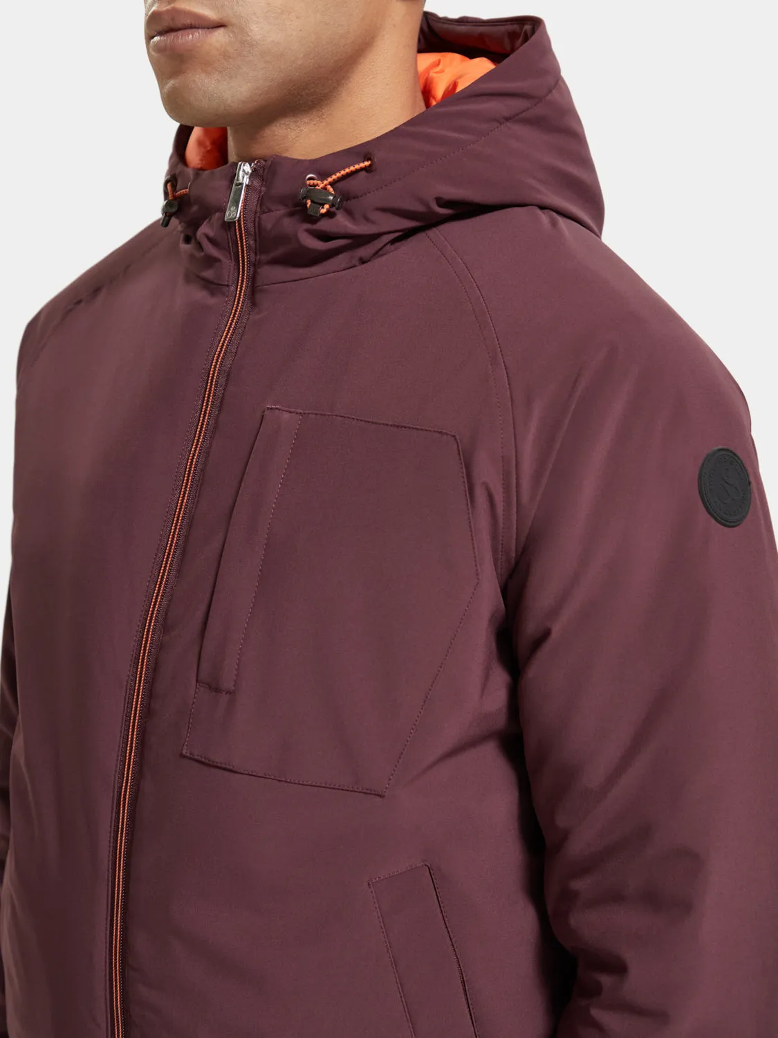 Stretch padded hooded jacket